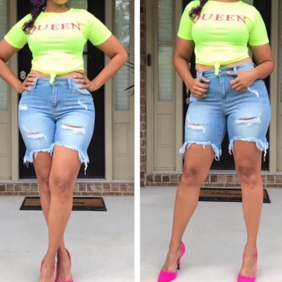 Crop tie shirt.  Neon Yellow . Size Small - Picture 2 of 2